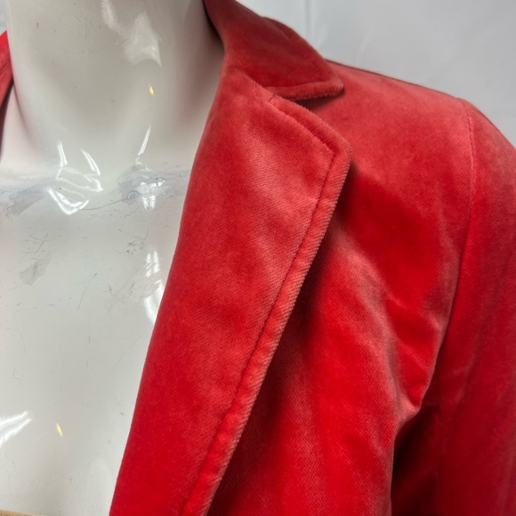J.CREW Women's 0 Coral Red Velvet Ecole Single Clasp Blazer Suit Jacket - Picture 3 of 8